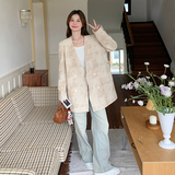 独特别致浮雕纹西装外套女2024初秋新款新中式设计感小众无领西服，女装西装，芭图娜