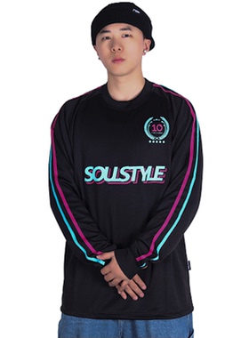 SOULSTYLE街头bboy运动旋转衣街舞嘻哈条纹速干圆领宽松长袖T恤男