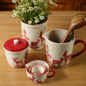 圣诞树小鹿烘焙量碗小搅拌碗工具罐储物罐奶壶 圣诞系列餐具 包邮