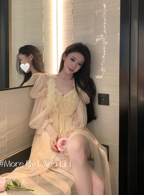 LAria*玫瑰的故事 氛围感吊带睡裙仙女性感睡衣纯欲渡假晨袍情调