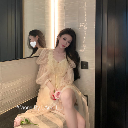 LAria*玫瑰的故事 氛围感吊带睡裙仙女性感睡衣纯欲渡假晨袍情调