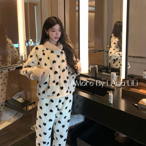 LAria  睡衣女法兰绒秋冬款2026新款加绒加厚高级感冬季家居服
