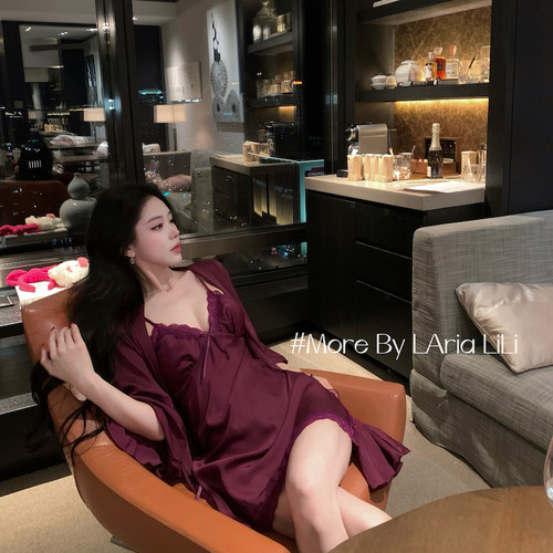 LAria韵系御姐  性感蕾丝睡衣女2026新款纯欲冰丝睡裙高级家居服