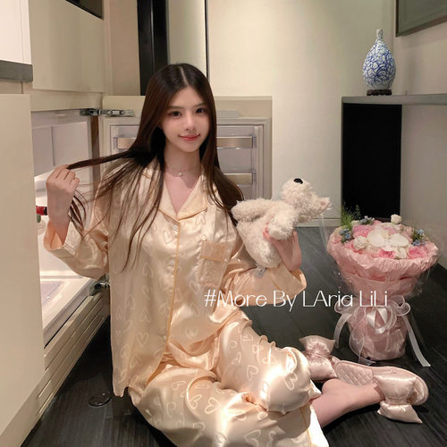 LAria浮光跃金 缎面冰丝睡衣女高级秋季新款春秋款2025新款家居服