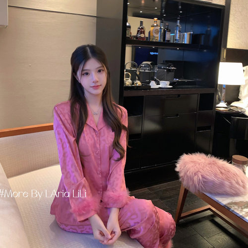 LA*粉红女郎 高级性感冰丝睡衣女夏季2026新款家居服套装春夏款