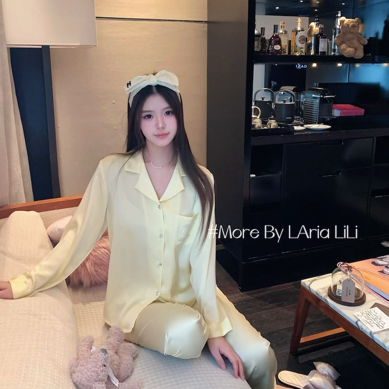 春日巡游 烫钻kitty猫性感冰丝睡衣女春秋款2025新款高级感家居服