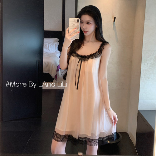 LAria舒芙蕾 莫代尔睡衣女2026新款夏季蕾丝吊带睡裙纯欲风家居服