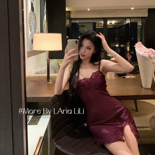 LAria幽兰倾心 冰丝性感夏季吊带睡裙2026新款纯欲风睡衣女家居服