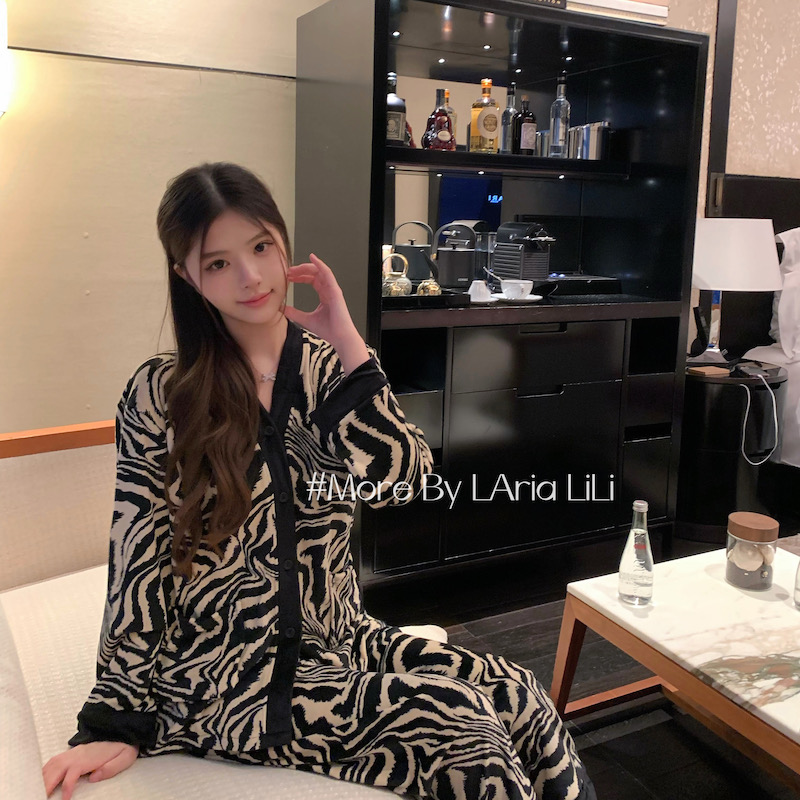 LAria情侣款 海岛绒睡衣男女性感春秋款2025新款家居服套装秋冬季