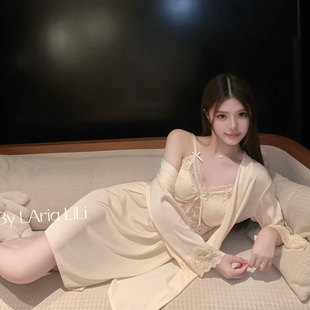 新冰丝带胸垫 高级感睡衣女吊带睡裙性感纯欲夏季 LAria 氛围女友