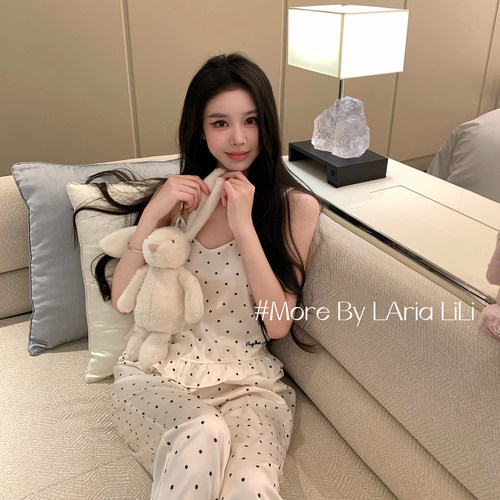 LAria一点心动 冰丝睡衣女夏季2026新款性感波点吊带纯欲风家居服