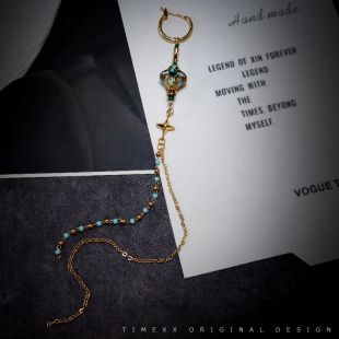 TIMEXX原创设计新中式 流苏小众手作耳环女耳饰 复古捷克琉璃珠长款