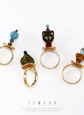 TIMEXX原创复古捷克珠手作戒指