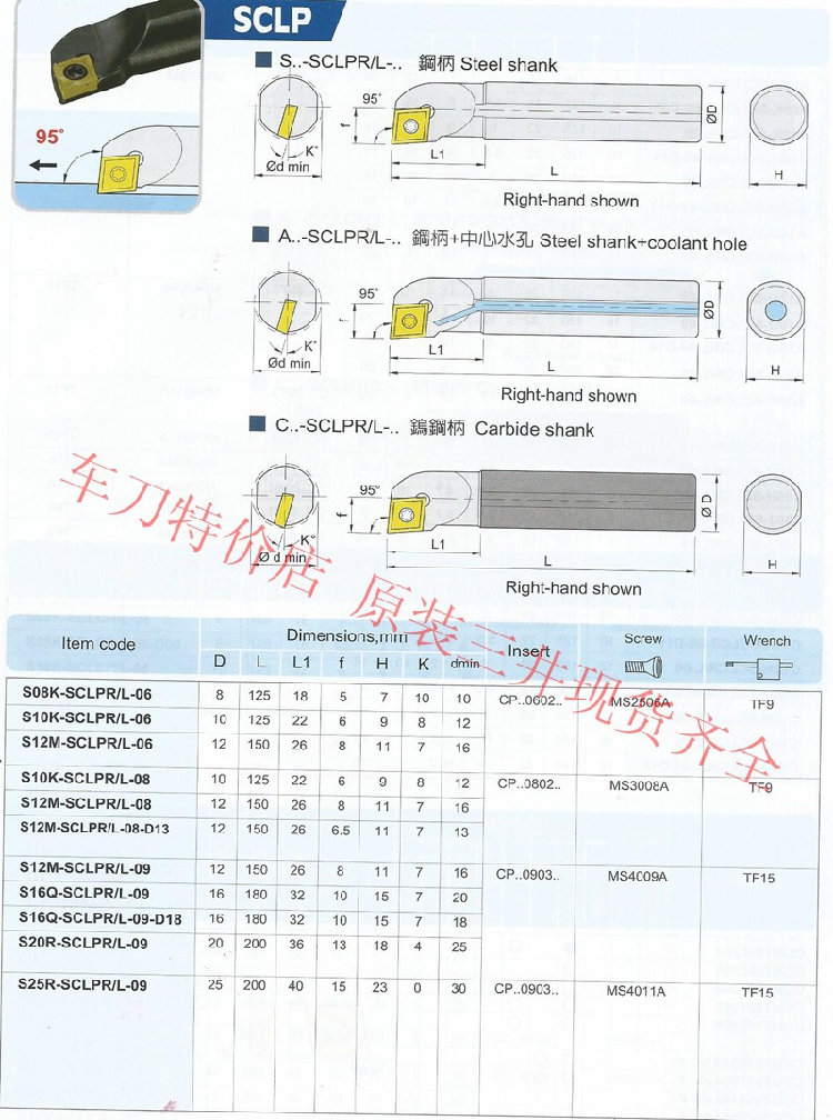 三支包邮原装三井车刀杆S25R-SCLPR/L-09货库存齐全拍前询价
