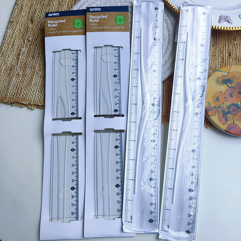 外贸透明长尺 硬尺学生尺子办公尺子30cm  2个 m1-027