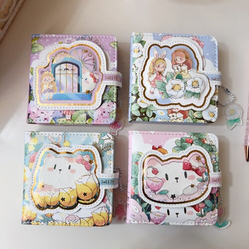 量少 秘密花园 皮质磁扣本迷你手账本224页 9*9cm 四本一套A1-367