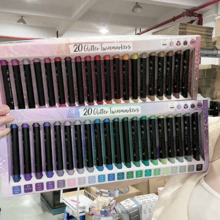 直播特价德国DT 双头闪粉马克笔 2盒 共40支不同色 亮晶晶