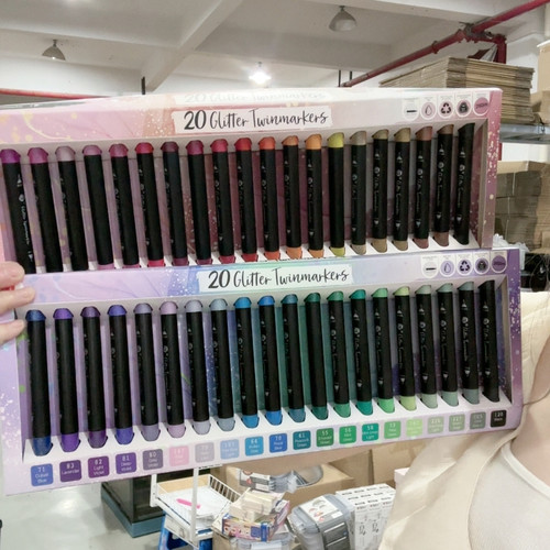 直播特价德国DT 双头闪粉马克笔 2盒 共40支不同色 亮晶晶