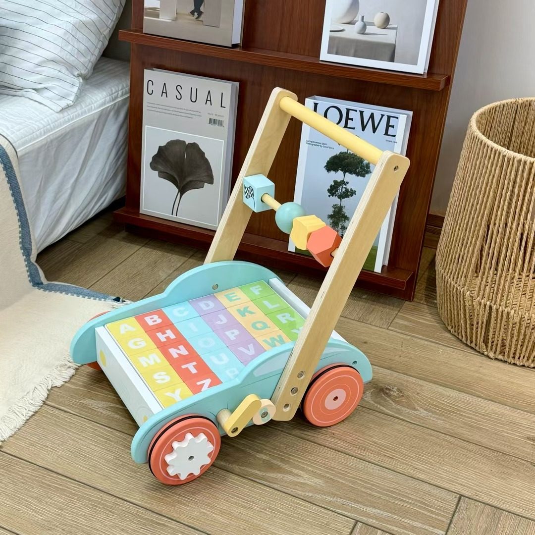 外贸好货 儿童早教益智木制积木推车套装过家家学步手推车玩具,玩具/童车/益智/积木/模型,早教教具/早教套装,淘宝优惠券,粉丝福利购,淘宝优惠卷