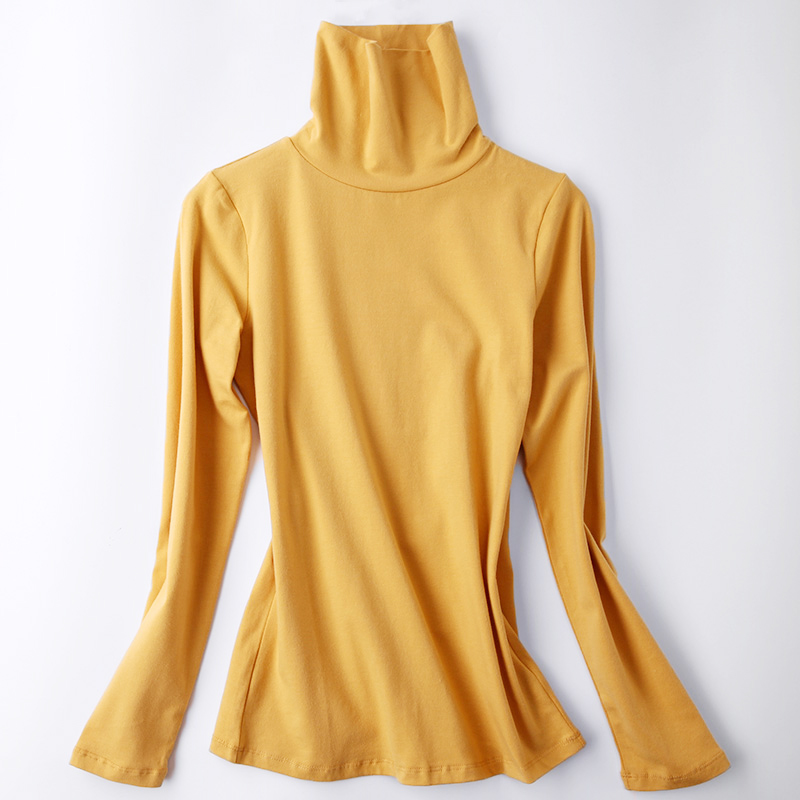 高领长袖打底衫女堆堆领高级感棉