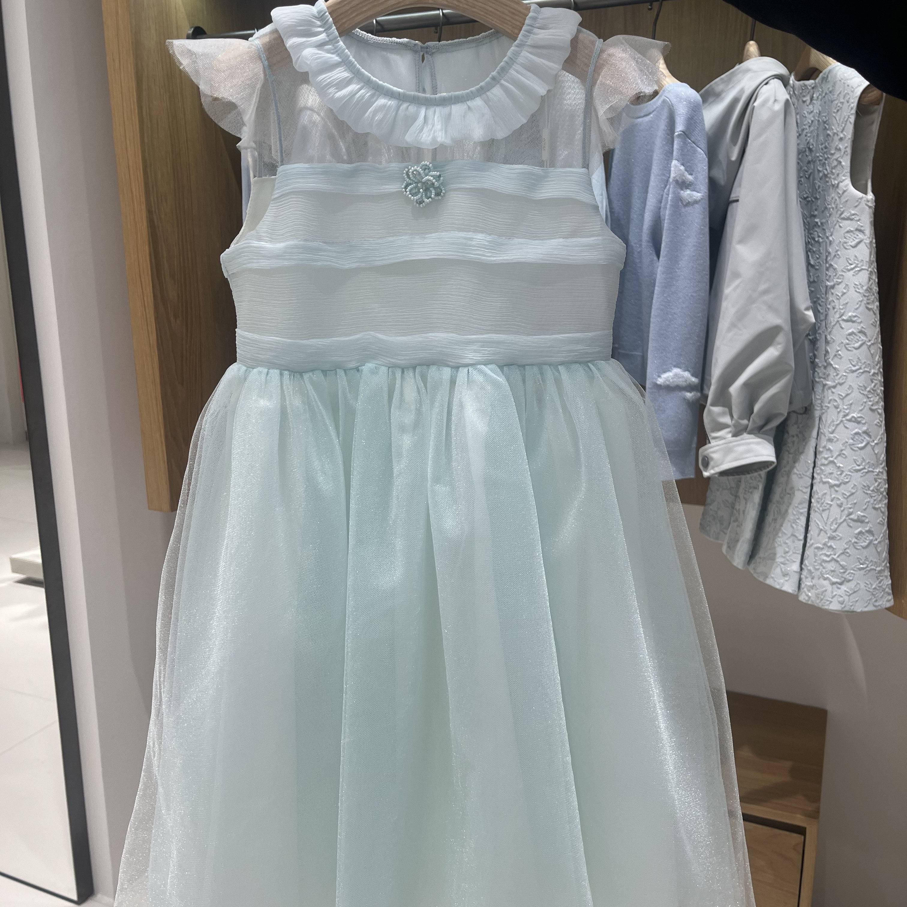 女童飞袖蓬蓬网纱公主礼服连衣裙