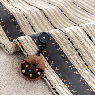 儿童房女男孩窗帘费尔岛奶油风卧室飘窗雪尼尔提花遮光窗帘咖啡圈