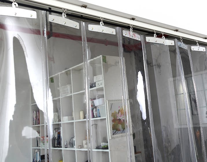 折叠门帘透明pvc空调帘软门帘挡风店铺商用家用隔断帘含滑轨配件