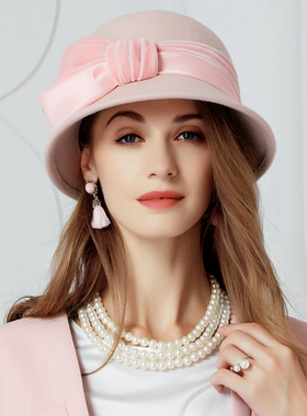 EE秋冬新款英伦羊毛礼帽冬季时尚呢子帽休闲百搭韩版潮帽子女