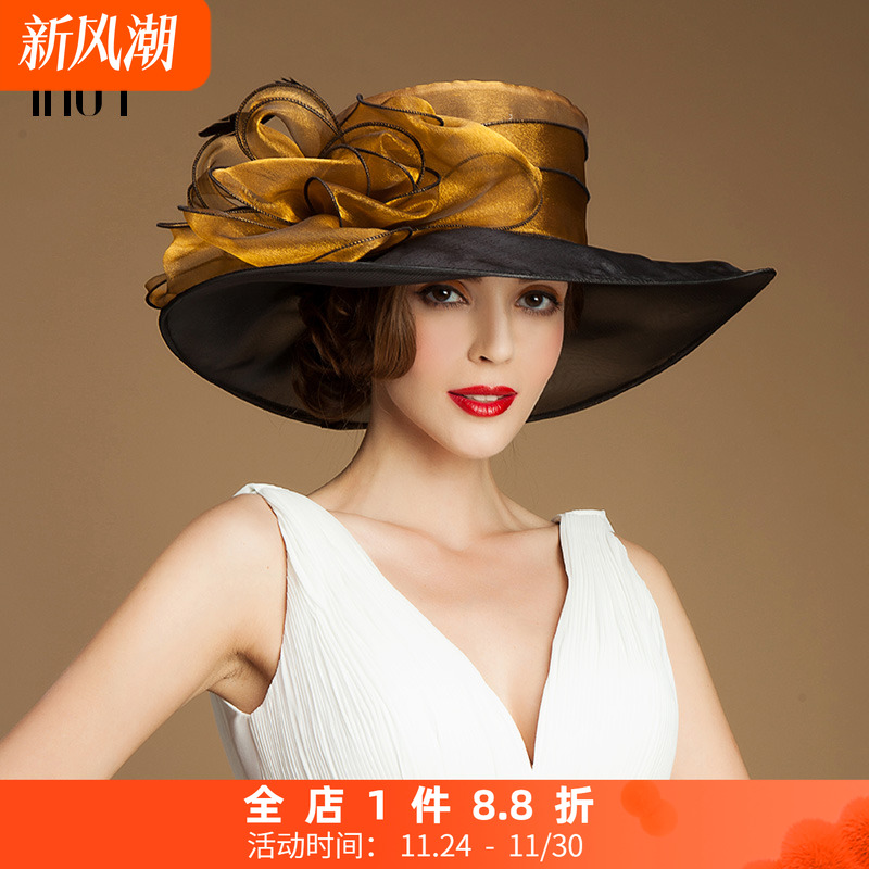 ee欧根纱大沿女帽欧美马会正装