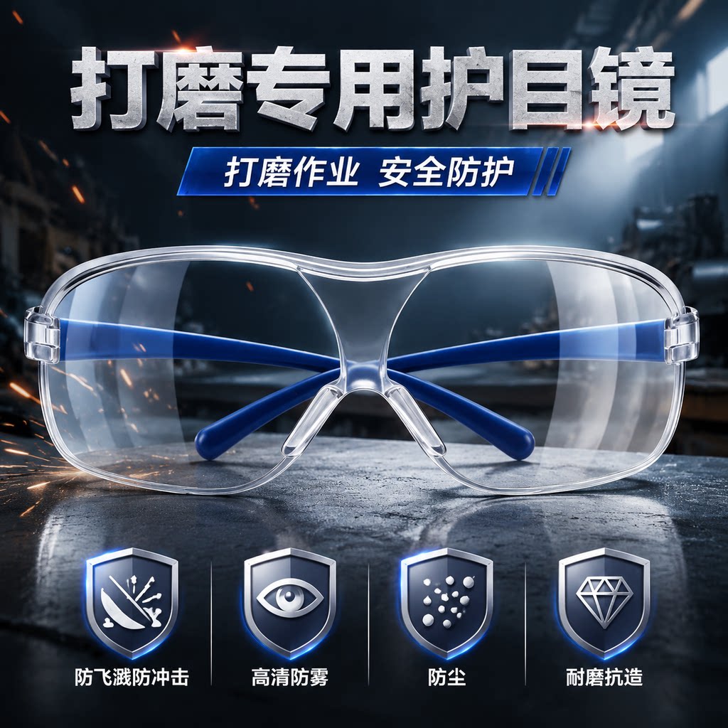 打磨专用护目镜防风防尘防飞溅防护眼镜安全透明高清劳保护目镜