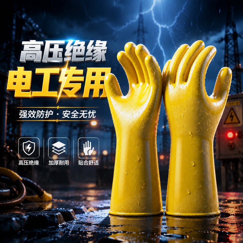 高压绝缘手套电工专用加厚防水防油耐磨防护手套黄色带电作业工作