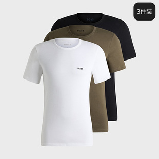 雨果博斯男士 休闲透气半袖 3件装 t恤圆领夏新款 舒适短袖 HugoBoss