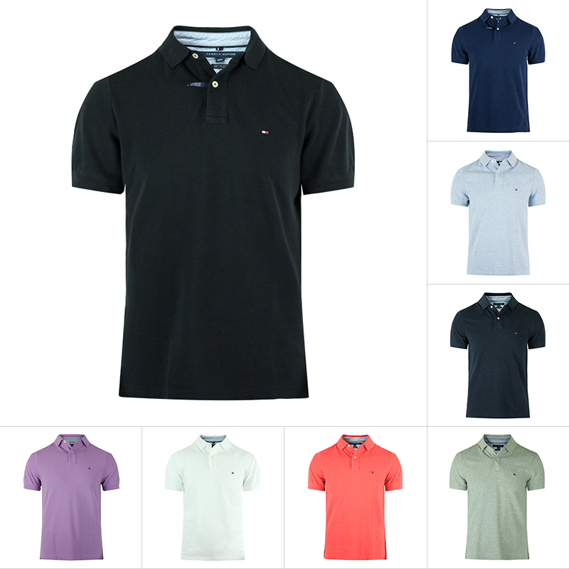 Tommy Hilfiger/湯米男新款純棉修身短袖POLO衫翻領T恤美國直郵