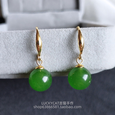 LUCKYCAT吉猫手作简约绿玉髓耳环