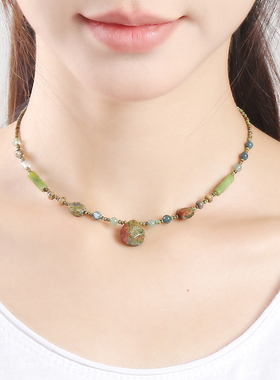 逸水红颜天然石女性项链锁骨链