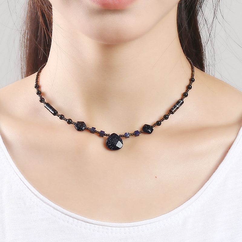 逸水红颜天然石女项链锁骨链