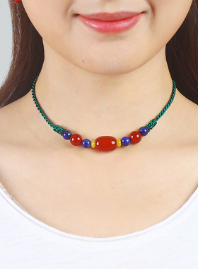 逸水红颜女性遮挡疤痕项链