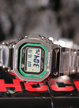 卡西欧G-SHOCK绿银方块太阳能电波蓝牙运动手表男GMW-B5000D-3