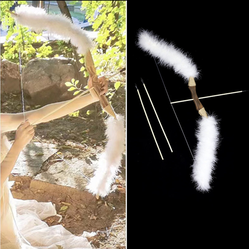 仙女古风拍照写真用羽毛竹木弓箭天使翅膀神明少女女生玩具