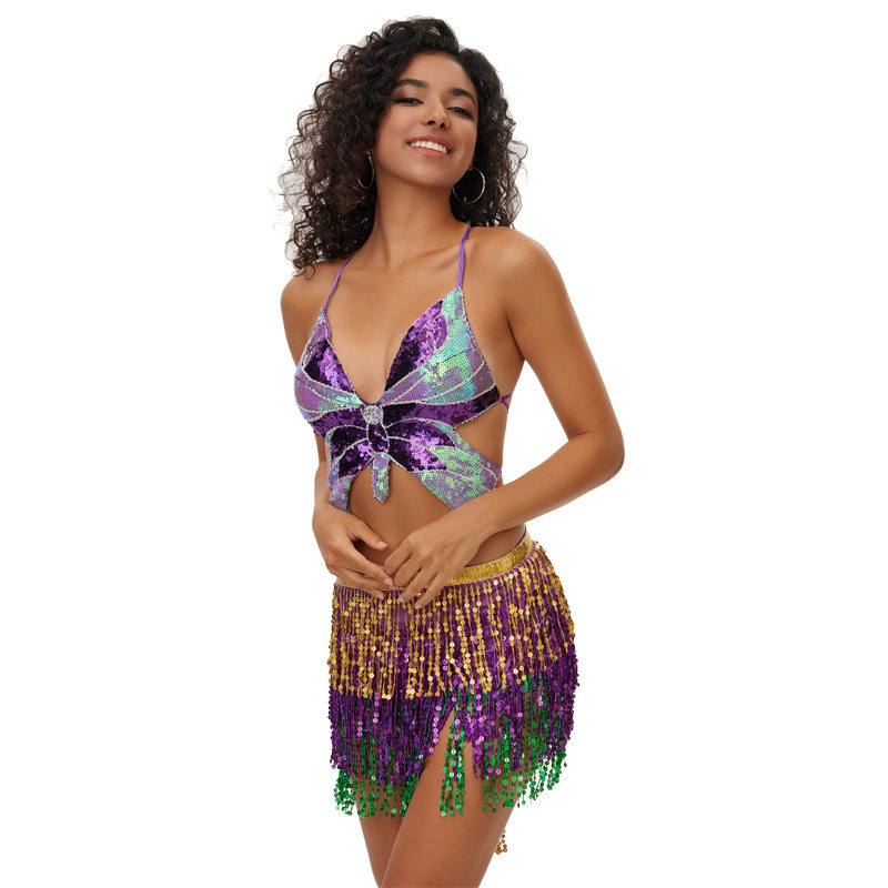 万圣节肚皮舞表演服四层流苏腰链性感波西米臀巾腰巾亮片裙女,运动/瑜伽/健身/球迷用品,肚皮舞套装(演出服),淘宝优惠券,粉丝福利购,淘宝优惠卷