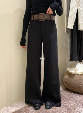 Hers 冬季加绒加厚百搭垂感直筒阔腿休闲裤(配腰带) 92822