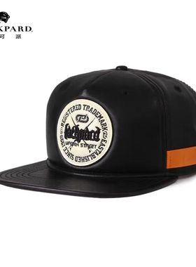 lackpard板帽男秋冬季平沿棒球帽黑色皮革大头帽潮人潮牌街舞帽子