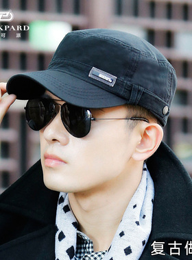 lackpard帽子男士秋冬平顶帽简约休闲全棉黑色保暖鸭舌帽潮帽