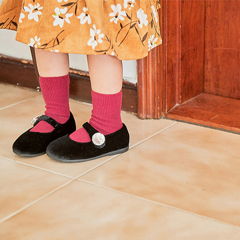 韩版甜美钻扣加绒软底女童公主鞋