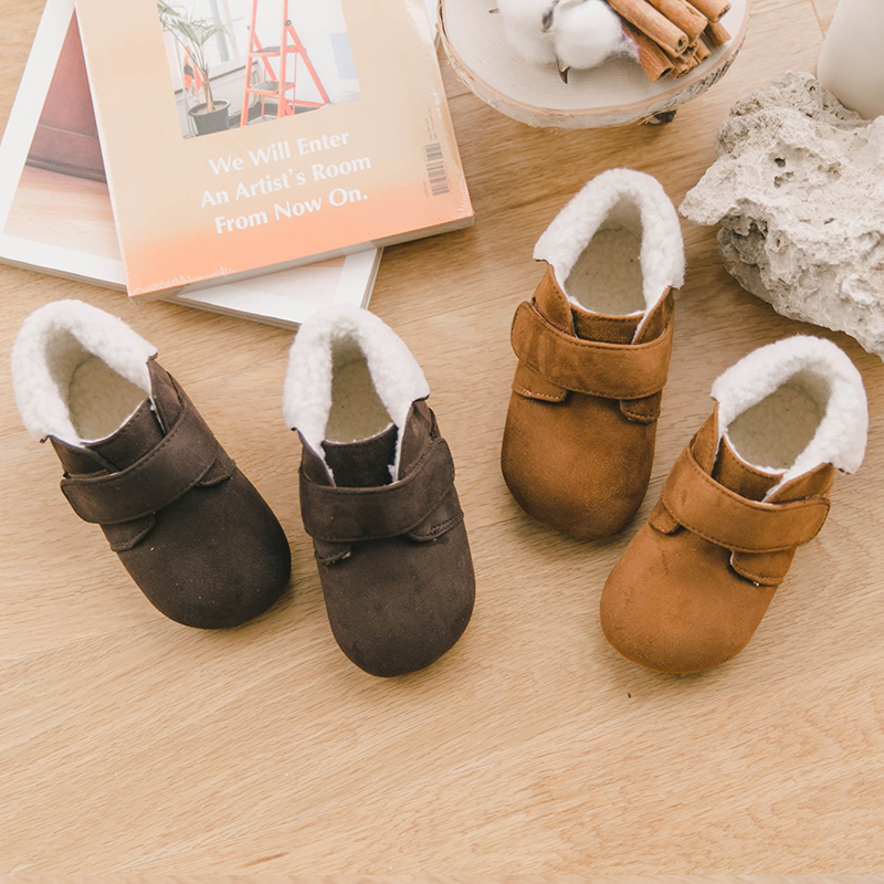NJ童品韩国加绒软底保暖棉短靴