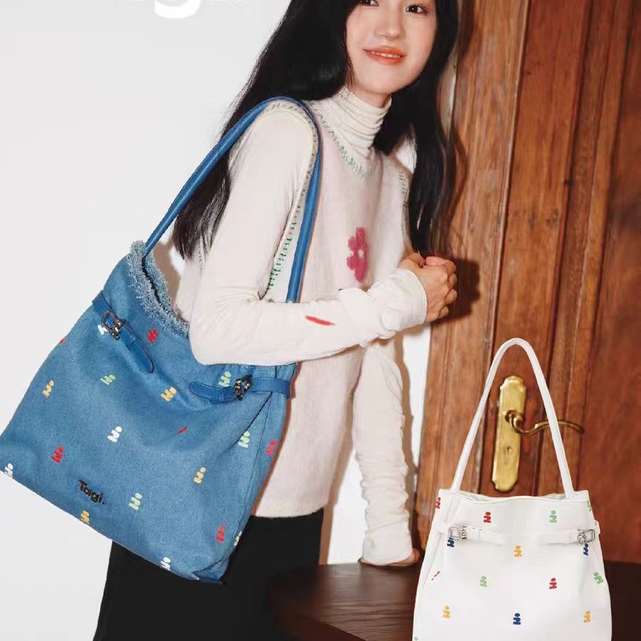 Tagi.《i》想象吸管包帆布hobo皮质大容量托特手提包