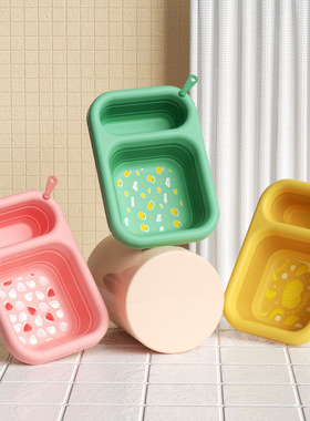 可折叠分区脸盆收纳宿舍用学生婴儿洗脸便携式旅行水盆家用脸盆