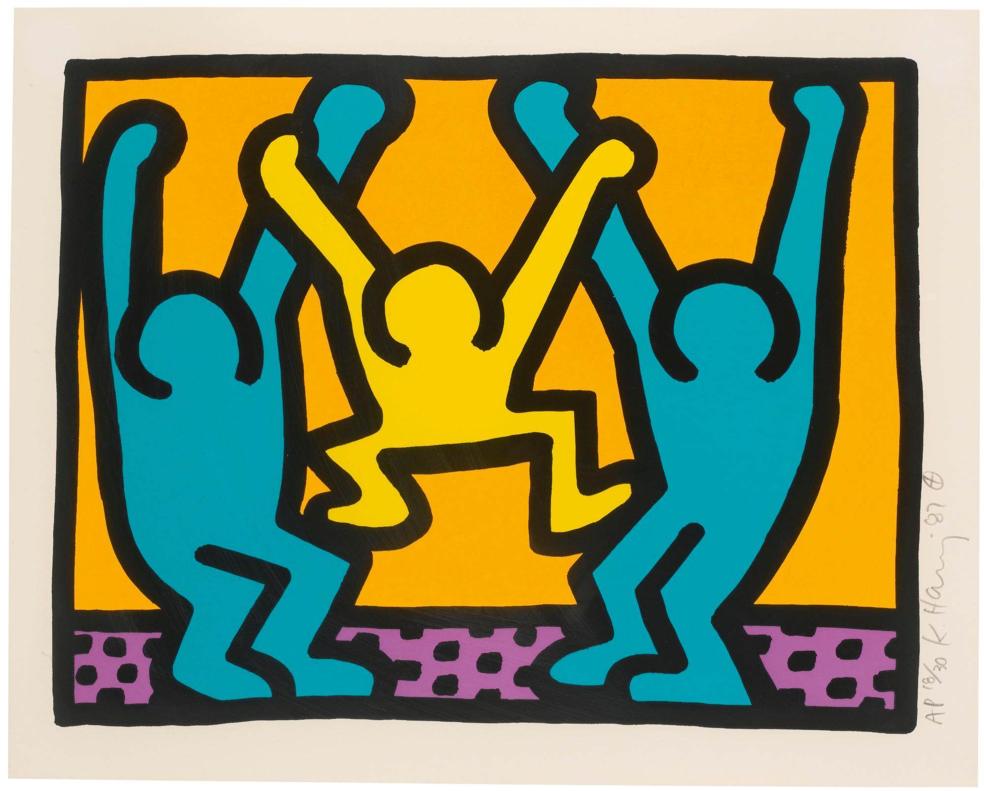 凯斯哈林keith haring涂鸦之父绘画抽象油画素材高清图集空心人