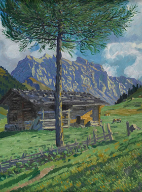 瓦尔德马·芬克Waldemar Fink瑞士风景油画高清大图 小清新画风