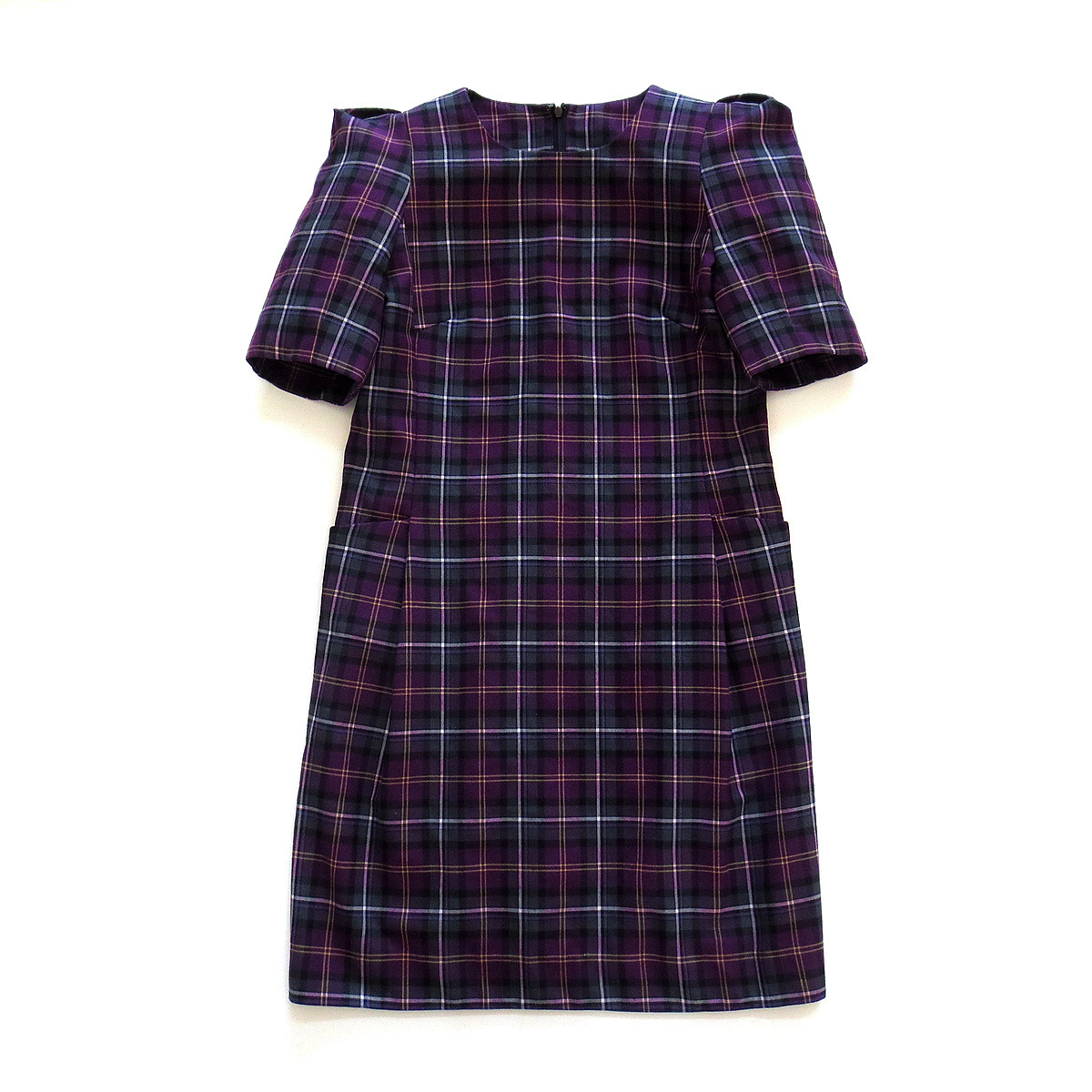 FAIRYFAIR正品格子气质通勤口袋羊毛呢子修身连衣裙秋冬季 特价